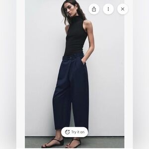 ZARA Wrap waist pant Navy color. Size 31. #10227